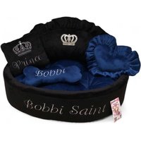 Personalisierte Prinzessin Hundebett Schwarz & Marine Minky Fell Haustier Bett von AnnaHappydog