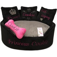 Personalisierte Prinzessin Hundebett Schwarz & Pink Couture Haustierbett von AnnaHappydog