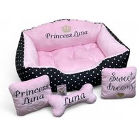 Pink Polka Dot Hundebett Couture Prinzessinnenbett Mit Spielzeug von AnnaHappydog