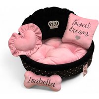 Pink Polka Dot Prinzessin Hundebett Personalisiertes Designer Haustierbett von AnnaHappydog