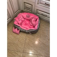 Pink Princess Hundebett Handgefertigtes Minky Fell & Samt von AnnaHappydog