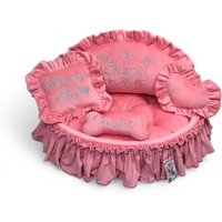 Personalisiertes Rosa Minky Fell Hundebett Maßgeschneidertes Welpenbett Mit Kissen von AnnaHappydog