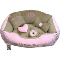 Rosa Und Beige Personalisiertes Haustierbett Nach Maß Hundebett Bett Für Hund Pink Braun Welpe S M von AnnaHappydog