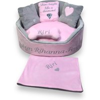 Rosa Und Grau Personalisiertes Hundebett Designer Haustierbett Katzenbett Nach Maß Personalisiert Hundehaus Haustierhaus Luxus von AnnaHappydog