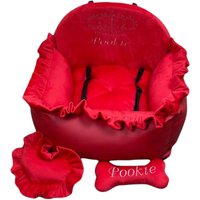 Roter Hundesitz Für Hund Luxus Rot Haustier Fahrset Designer Hundebett Unterwegs Personalisierter Autositz von AnnaHappydog