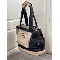 Schwarz Beige Personalisierte Hundetragetasche Winter Welpeträger Wasserdichte Kleine Personalisiert Haustiertrage von AnnaHappydog