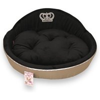 Schwarz Kunstleder Hundebett Mit Krone Strass Luxus Haustier Bett von AnnaHappydog