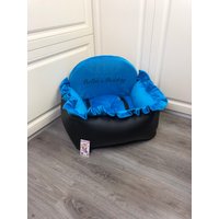 Schwarz Und Blauer Hundesitz Luxus Blau Fahrset Designer Hundebett Für Unterwegs Personalisierte Autositze Hund von AnnaHappydog