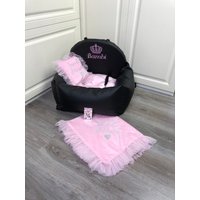 Schwarz Und Rosa Hund Autositz Luxus Fahrset Designer Hundebett Für Reisen Personalisierte von AnnaHappydog