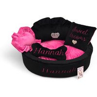 Schwarz & Pink Prinzessin Haustierbett Benutzerdefinierte Strass Krone, Minky Fell von AnnaHappydog
