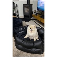 Schwarzer Luxus Hundesitz Schwarz Fahrset Designer Hundebett Für Unterwegs Personalisierte Autositze von AnnaHappydog