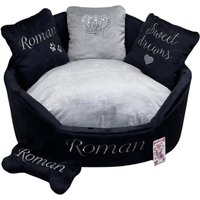 Schwarzes Und Graues Luxus Hundebett Designer Haustierbett Katzenbett Nach Maß Personalisiert Hundehaus Haustierhaus von AnnaHappydog