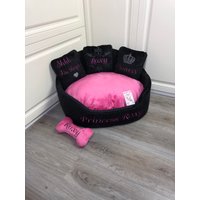 Schwarzes Und Rosa Personalisiertes Bett Für Hund Designer Katzenbett Rosa Hundebett Nach Maß Personalisiertes Luxus Geburtstag von AnnaHappydog