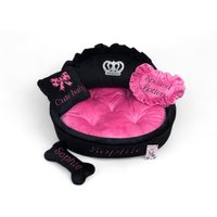 Schwarzes Und Rosa Personalisiertes Hundebett Mit Krone Funkelt Designer Haustierbett Katzenbett Personalisiertes Bett Geburtstagshund Geschenk von AnnaHappydog