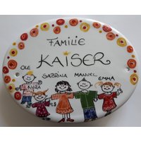 Türschild Familyname -M - 185 X 145 Mm "Bobbel Rotorange" von AnnaHenkelALMATU