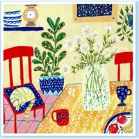 Art Print Katze Mit Gänseblümchen Art Print, Wanddekoration, Illustration Druck, Stillleben Kunst, Gouache von AnnaIvanir