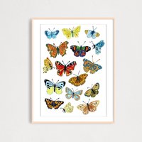 Sommer Schmetterlinge Kunstdruck, Insekten Kunst Für Zuhause, Warmy House Print von AnnaIvanir