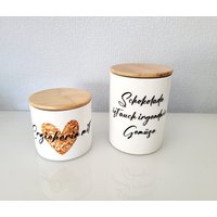 Aufbewahrungs-Dose Aus Keramik Mit Bambus-Deckel, Personalisierts Gefäß in 3 Größen, Individuelle Vorratsdose, Lagerung Stil Aufbewahrungs-Dose Aus Keramik Mit Bambus-Deckel, Personalisierts Gefäß in 3 Größen, Individuelle Vorratsdose, Lagerung Stil von AnnaMadeManufactur