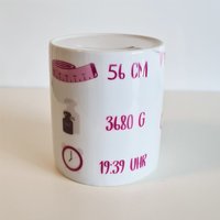 Personalisierte Spardose Aus Porzellan Mit Geburtsdaten, Als Geschenk Zur Geburt, Taufe Oder Zum Kindergeburtstag von AnnaMadeManufactur