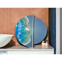 Wandspiegel Mit Blauem Und Goldenem Wellenharz Dekor 50cm Durchmesser Wandspiegel Mit Blauem Und Goldenem Wellenharz Dekor 50cm Durchmesser von AnnaMillerArtSpain