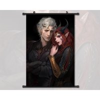 Anime Scroll Painting Baldur's Gate 3 Astarion Tiefling Wall Art Hanging Poster Home Decor von AnnaPadStudio