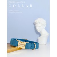 Personalisiertes Hundehalsband Und Leine Fliege Set, Blaues Hundehalsband, Cord Halsband Leine, Für Jungen Hund, Hochzeit von AnnaPawCo