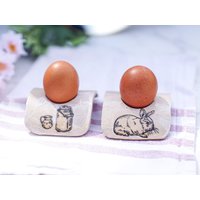 Eierbecher Aus Keramik - 2Er Set, Handgetöpfert, Handbemalt, Geschenkidee Für Oma - Mama - Freundin von AnnaValentinHandmade