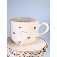 Tasse Getöpfert Mit Herzen, Becher Henkel, Handgemacht, Keramik Getöpfert, Geschenk Für Mama - Oma Tasse Getöpfert Mit Herzen, Becher Henkel, Handgemacht, Keramik Getöpfert, Geschenk Für Mama - Oma von AnnaValentinHandmade