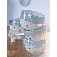Tasse Getöpfert Mit Herzen, Becher Ohne Henkel Handbemalt, Handgemachte Keramik Getöpfert, Geschenkidee Für Mama von AnnaValentinHandmade
