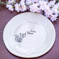 Teller Fuchs, Elfe, Weißer Ton - Handgemachte Keramik Platte - Handgetöpfert - Dessertteller, Geschenkidee Für Mama, Einzugsgeschenk von AnnaValentinHandmade
