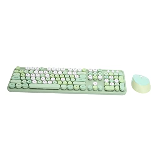 100% nagelneues 2,4-GHz-Wireless-104-Tastatur- und -Maus-Set Office Desktop Niedliche Tastatur mit langer Akkulaufzeit Multimedia-Taste für Computer, Tastatur und Maus inklusive(Grüne Mischfarbe) von Annadue