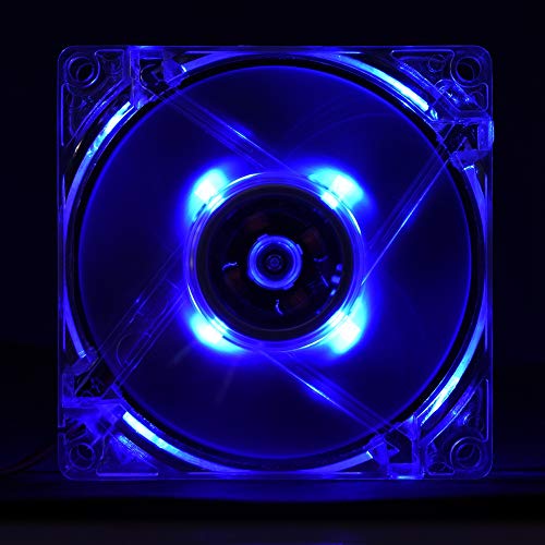 80 mm PC Gehäuselüfter, 4 poliger Stummgeschalteter PC Gehäuselüfter mit LED Licht, 11 DB A Leiser Interner CPU Lüfter des Computers (BLUE) von Annadue
