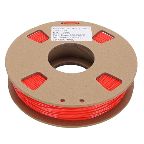 Annadue 1,75 Mm 3D -Druckerfilament, 95A -Härte Erhöhte TPU -Filament, Empfohlene 200 Bis 230 ° C Drucktemperatur und 60 Bis 80 ° C -Betttemperatur, Passen Sie die Meisten FDM 3D (Rot) von Annadue