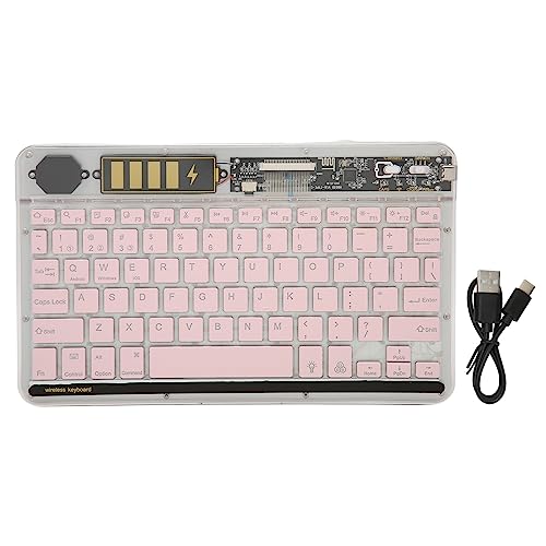 Annadue 10 Zoll kabelloseTastatur mit Multi Device Connect Hintergrundbeleuchtung, Ultradünne Tablet Tastatur für Laptops, Telefone, Transparente Hülle, 32,8 Fuß Reichweite (PINK) von Annadue