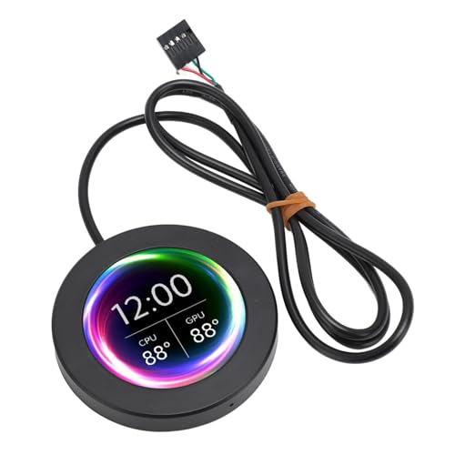 Annadue 2,1-Zoll-AIO-Computertemperaturmonitor, CPU-Kühler-LCD-Display-Upgrade-Kit für Wasserkühlungssysteme, PC-Sensorpanel für AIDA64, Desktop-Zusatzbildschirm (Black) von Annadue