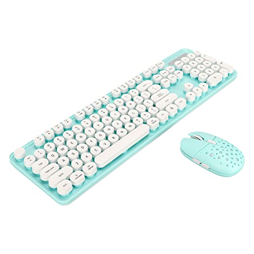 Annadue 2,4 G Kabellose Tastatur- und Maus Kombination, Retro Design, Hochleistungs Chip, Einstellbare DPI für Büro und Studium (Blaues Brett) von Annadue
