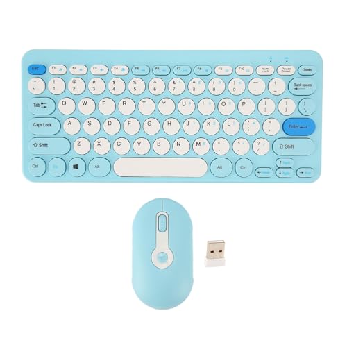 Annadue 2,4 G Kabellose Tastatur und Maus Kombination, Stilvolle, Schlanke, Runde Tastenkappen, Stummschaltung, Ergonomisches Kabelloses Tastatur Maus Set, für, für OS X. (Blue) von Annadue