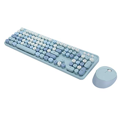 Annadue 2,4-GHz-Kombination aus Kabelloser Tastatur und Maus, Ergonomie 104 Tastatur- und Maussatz mit Verstellbarer Halterung Niedliche Tastatur für Office Desktop für Computer (Blaue von Annadue