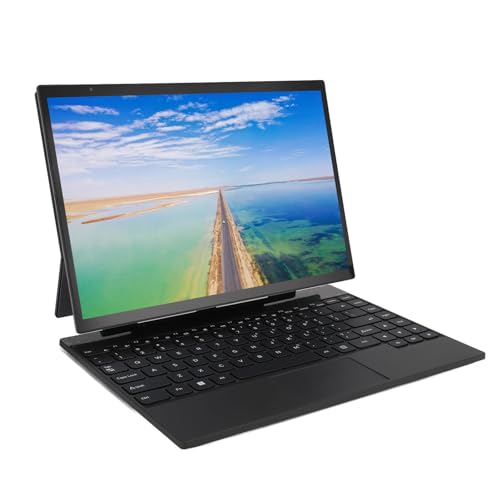 Annadue 2 in 1 Laptop, 14 Zoll IPS 2,2K Laptop mit Magnetischer Levitation Tastatur mit Hintergrundbeleuchtung für Studenten, 2,4G 5G Dualband WLAN Tablet Business Laptop für (16 GB + 1 von Annadue