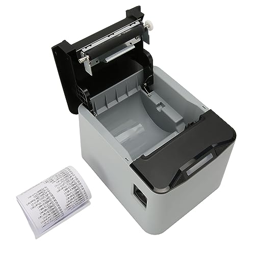 Annadue 80mm Thermo Belegdrucker, POS Drucker, Restaurant Küchendrucker mit Automatischem Schneider, USB Seriell Ethernet Schnittstelle für Windows/für Mac/für Linux. (EU-Stecker) von Annadue