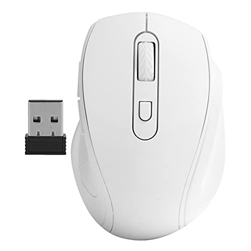 Annadue Drahtlose Maus, 2,4 G Ergonomische Computermaus mit USB Empfänger, 1600 DPI Einstellbare Geräuschlose Maus für Hoem Office Laptop PC Computer Desktop (White) von Annadue