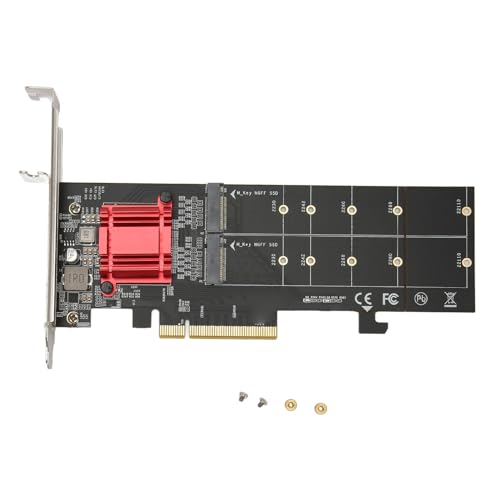 Annadue Dualer M.2 PCIe NVMe Adapter, M.2 NVMe SSD auf PCI Express 3.1 X8/X16 Adapterkarte, Unterstützt M.2 (M-Key) NVMe SSD 2230/2242/2260/2280/22110 von Annadue