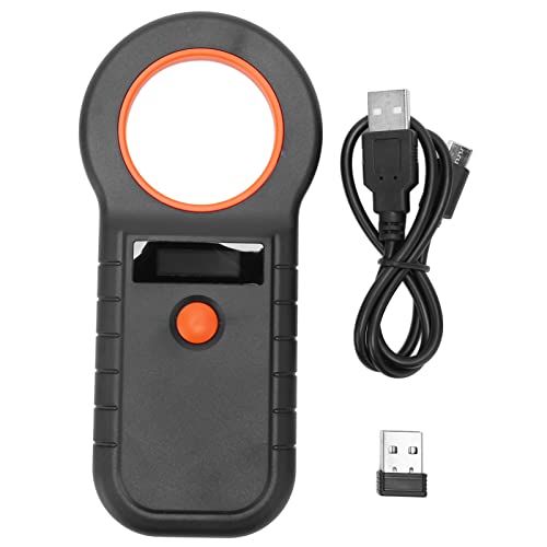 Annadue Handheld Mikrochip Scanner für Haustiere, EMID FDX B Lesegerät, USB Wireless 2,4 G, 134,2 kHz 125 kHz, Display mit Hoher Helligkeit, Selbstspeicherung (Schwarz) von Annadue