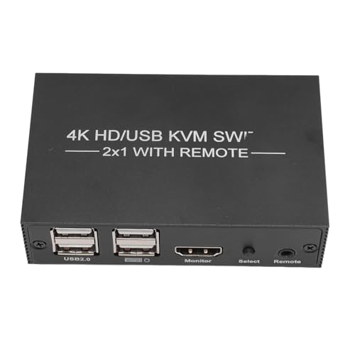 Annadue KVM-Schalter 4 USB 2.0-Anschlüsse 1 Display 2 Computer, 4K X 2KKVM-Schalter USB-Kabel, für, OS X, Unix, TV-Box, PC, Laptop von Annadue