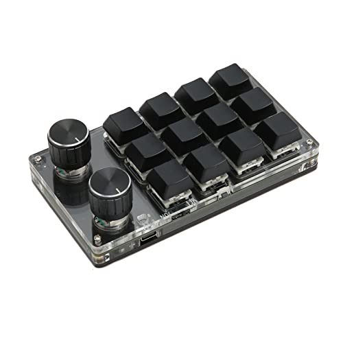 Annadue Mechanische Tastatur, 12 Tasten USB kabelgebundene/kabellose Bluetooth Dual Mode Tastatur mit 2 Knöpfen, DIY Programmierbare Mechanische Tastatur Blauer Schalter für von Annadue