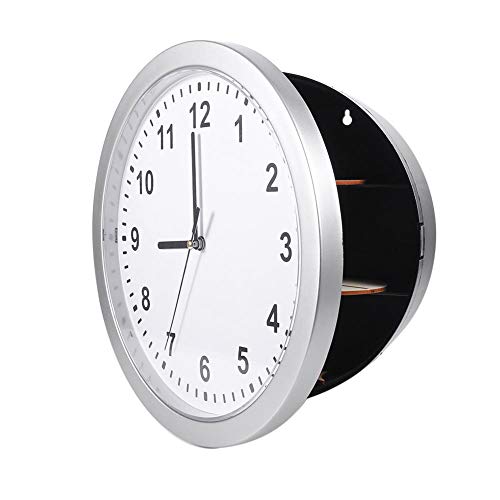 Annadue Silber Wanduhr Safe für Geld Versteck Schmuck Wertsachen Bargeld Aufbewahrung, Versteckte Geheime Container Box, mit 3 Regalen, für Wohn oder Bürodekor. von Annadue