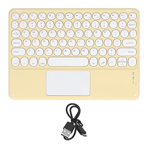 Annadue Tragbare Kabellose Tastatur mit Touchpad, Touch-Tastatur, Runde Tastenkappen, Ergonomisches Design, Ultradünne, Kabellose Smart-Touch-Tastatur, für PC, Tablets, Laptops(Gelb) von Annadue