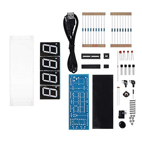DIY Digital LED Uhr Kit, Einfache Installation, Automatische Anzeige für Zeit/Temperatur/Datum (Blau) von Annadue