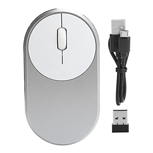 Kabellose Maus, Aufladbare Optische 2,4GHz Bluetooth USB Maus, Tragbare Kleine Reisemaus, Steckbares Notebook Bürozubehör(Silber-) von Annadue
