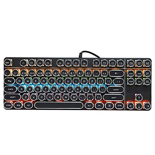 Annadue Mechanische Gaming-Tastatur, RGB-LED-Hintergrundbeleuchtung mit Vintage-Rundkappe, Programmierbare Tastatur, USB-Kabel, für PUBG-Internetcafé-Computer von Annadue